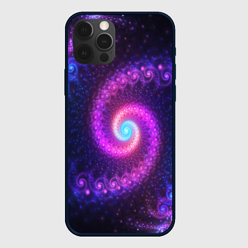 Чехол iPhone 12 Pro Фрактальный неон / 3D-Черный – фото 1