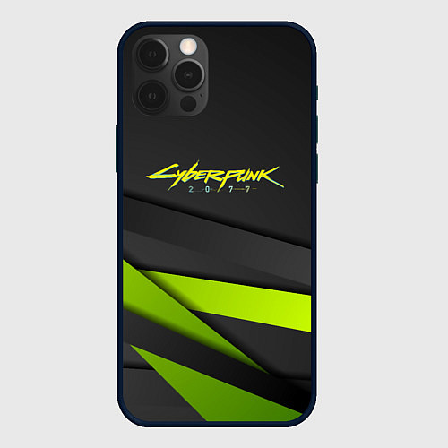 Чехол iPhone 12 Pro Cyberpunk 2077 stripes line / 3D-Черный – фото 1
