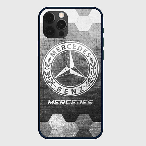 Чехол iPhone 12 Pro Mercedes - grey gradient / 3D-Черный – фото 1