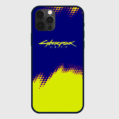 Чехол iPhone 12 Pro Cyberpunk 2077 краски жёлтые / 3D-Черный – фото 1