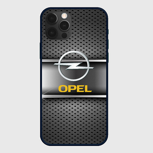 Чехол iPhone 12 Pro Opel carbon metal steel / 3D-Черный – фото 1