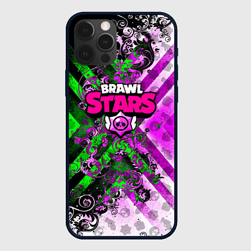 Чехол iPhone 12 Pro Brawl stars pattern geometry / 3D-Черный – фото 1