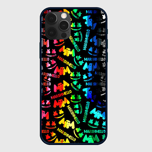 Чехол iPhone 12 Pro Marshmello neon color / 3D-Черный – фото 1