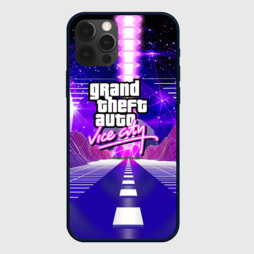 Чехол iPhone 12 Pro GTA vice city retrovawe / 3D-Черный – фото 1