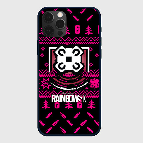 Чехол iPhone 12 Pro Rainbow six winter pink / 3D-Черный – фото 1