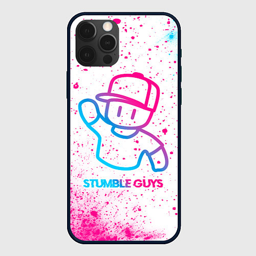 Чехол iPhone 12 Pro Stumble Guys neon gradient style / 3D-Черный – фото 1