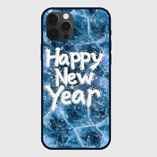 Чехол iPhone 12 Pro Happy New year with snow on ice / 3D-Черный – фото 1