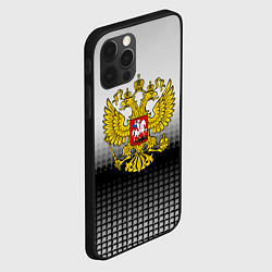 Чехол для iPhone 12 Pro Герб РФ текстура серая, цвет: 3D-черный — фото 2