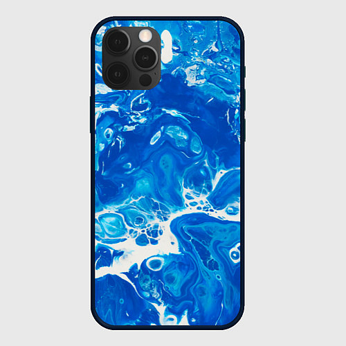 Чехол iPhone 12 Pro Синяя водная абстракция / 3D-Черный – фото 1