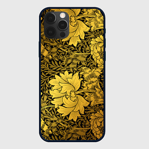 Чехол iPhone 12 Pro Золотые подсолнухи / 3D-Черный – фото 1