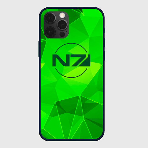 Чехол iPhone 12 Pro Mass Effect green poly / 3D-Черный – фото 1