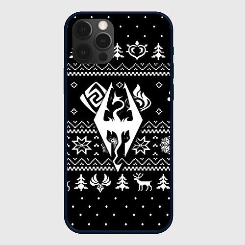 Чехол iPhone 12 Pro The Elder Scrolls game pattern / 3D-Черный – фото 1