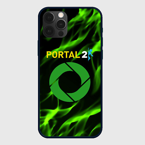 Чехол iPhone 12 Pro Portal green flame / 3D-Черный – фото 1