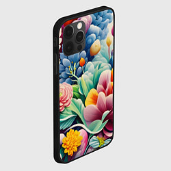 Чехол для iPhone 12 Pro Объемные цветы лето, цвет: 3D-черный — фото 2