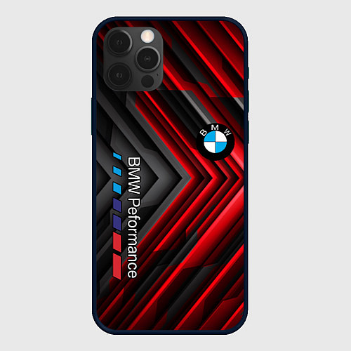 Чехол iPhone 12 Pro BMW geometry stripes red / 3D-Черный – фото 1