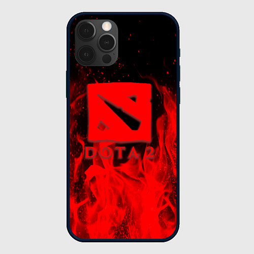 Чехол iPhone 12 Pro DOTA 2 лого в огне / 3D-Черный – фото 1