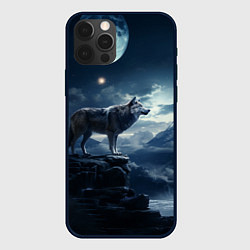 Чехол для iPhone 12 Pro Волк на утренней горе, цвет: 3D-черный