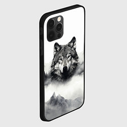 Чехол для iPhone 12 Pro Голова серого волка, цвет: 3D-черный — фото 2