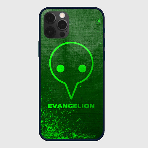 Чехол iPhone 12 Pro Evangelion - green gradient / 3D-Черный – фото 1