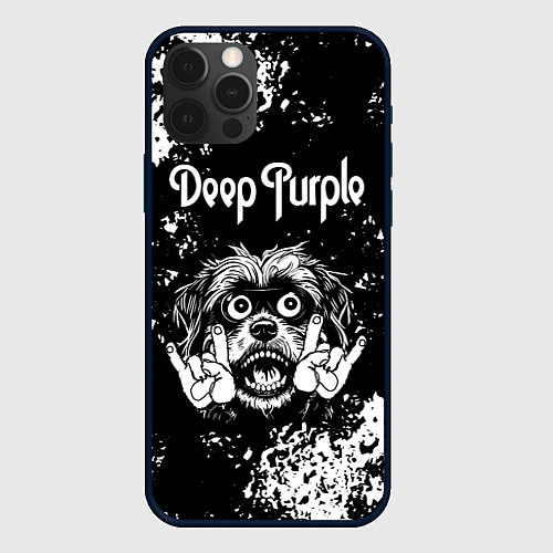 Чехол iPhone 12 Pro Deep Purple рок пес / 3D-Черный – фото 1