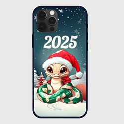 Чехол для iPhone 12 Pro Новогодняя змейка 2025, цвет: 3D-черный