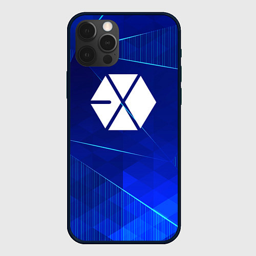 Чехол iPhone 12 Pro Exo blue poly / 3D-Черный – фото 1