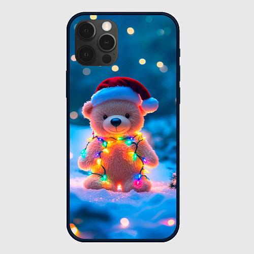 Чехол iPhone 12 Pro Мишка в гирлянде / 3D-Черный – фото 1