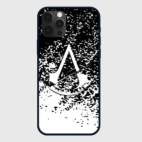 Чехол iPhone 12 Pro Assassins Creed лого краски / 3D-Черный – фото 1