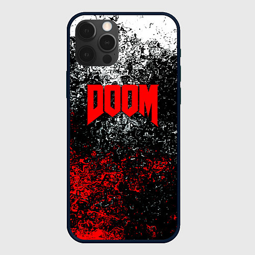 Чехол iPhone 12 Pro Doom брызги красок / 3D-Черный – фото 1