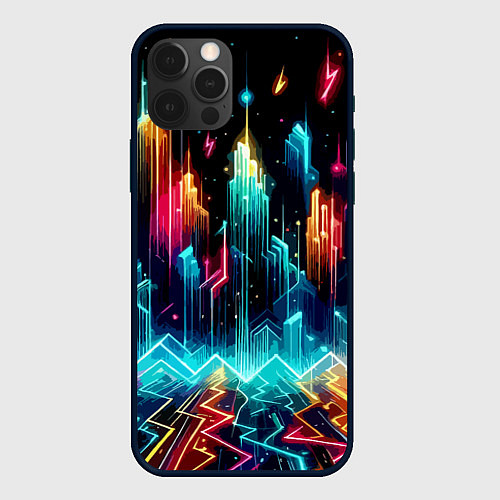 Чехол iPhone 12 Pro Neon fantastic metropolis - vaporwave / 3D-Черный – фото 1