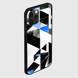 Чехол для iPhone 12 Pro Black and blue abstraction on a white background, цвет: 3D-черный — фото 2