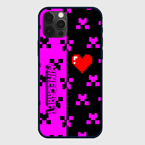 Чехол iPhone 12 Pro Minecraft love game / 3D-Черный – фото 1