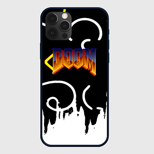 Чехол iPhone 12 Pro Doom game pattern / 3D-Черный – фото 1