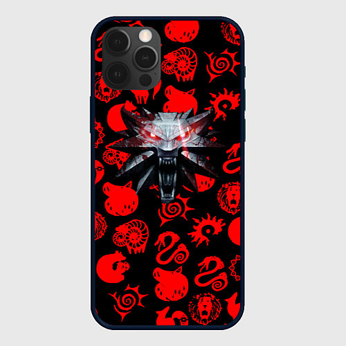 Чехол iPhone 12 Pro The Witcher anime pattern / 3D-Черный – фото 1