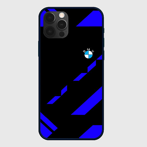 Чехол iPhone 12 Pro BMW blue geometry / 3D-Черный – фото 1