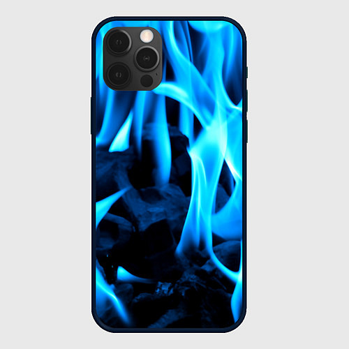 Чехол iPhone 12 Pro Синий огонь текстура / 3D-Черный – фото 1
