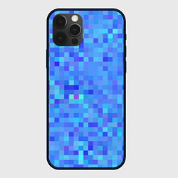Чехол для iPhone 12 Pro Синие пиксели, цвет: 3D-черный