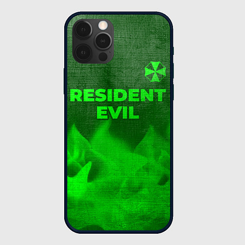 Чехол iPhone 12 Pro Resident Evil - green gradient посередине / 3D-Черный – фото 1