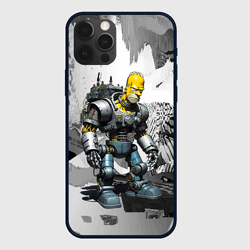 Чехол iPhone 12 Pro Homer Simpson cool cyborg - ai art fantasy / 3D-Черный – фото 1