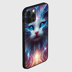 Чехол для iPhone 12 Pro Fantastic blue-eyed neon kitten, цвет: 3D-черный — фото 2