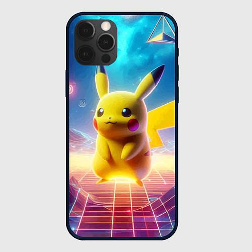 Чехол iPhone 12 Pro Funny Pikachu - vaporwave / 3D-Черный – фото 1