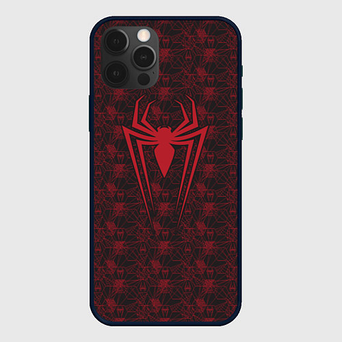 Чехол iPhone 12 Pro Spider-Man logo / 3D-Черный – фото 1