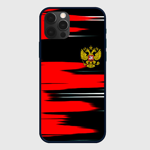 Чехол iPhone 12 Pro Россия полосы краски / 3D-Черный – фото 1