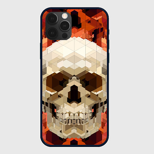 Чехол iPhone 12 Pro Смеющийся череп паттерн / 3D-Черный – фото 1