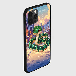Чехол для iPhone 12 Pro Новогодняя зеленая змея 2025, цвет: 3D-черный — фото 2