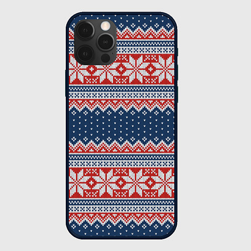 Чехол iPhone 12 Pro Knitted Pattern / 3D-Черный – фото 1