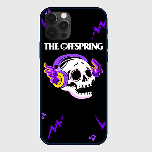 Чехол iPhone 12 Pro The Offspring неоновый череп / 3D-Черный – фото 1