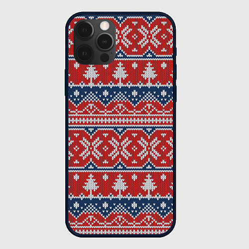 Чехол iPhone 12 Pro New year pattern / 3D-Черный – фото 1