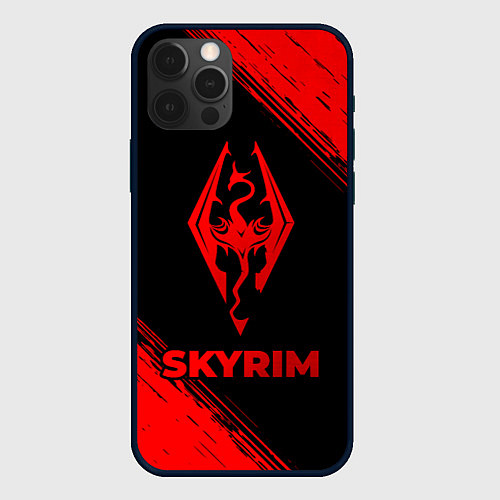 Чехол iPhone 12 Pro Skyrim - red gradient / 3D-Черный – фото 1