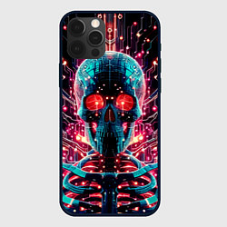 Чехол iPhone 12 Pro Neon cyber skull - ai art fantasy